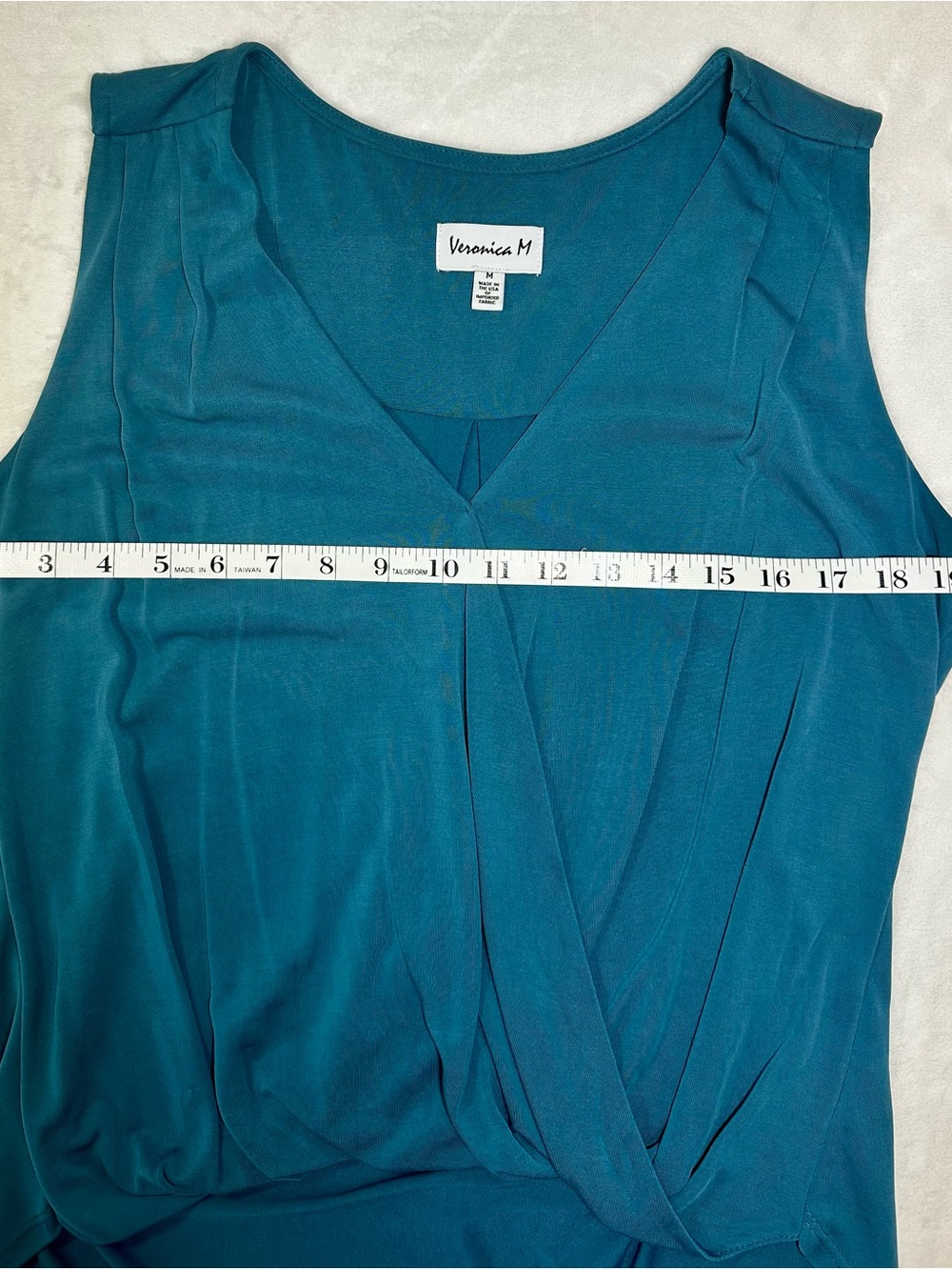VERONICA M Sleeveless Wrap Tank Top Teal, Medium - Picture 5 of 6
